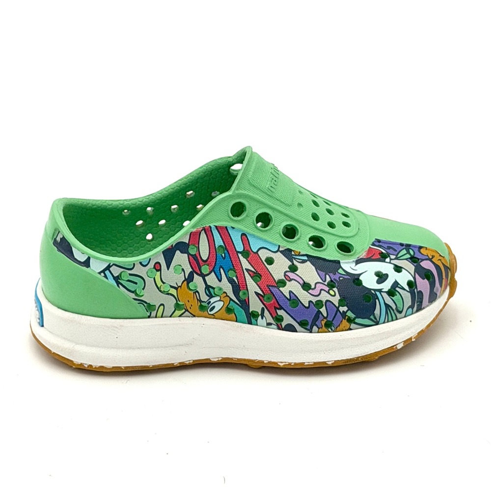 Native Shoes Apollo Nano Disney Mickey Mouse Green Graffiti Sneakers Kids C4